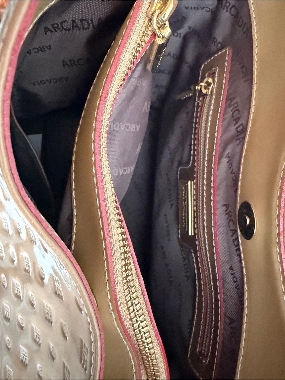Arcadia Patent Shoulder Bag in Camel - Picture 4 of 14